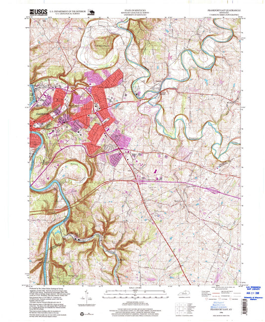 Classic USGS Frankfort East Kentucky 7.5'x7.5' Topo Map Image