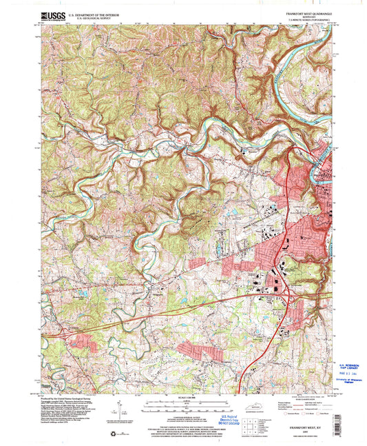 Classic USGS Frankfort West Kentucky 7.5'x7.5' Topo Map Image