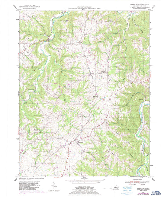 Classic USGS Franklinton Kentucky 7.5'x7.5' Topo Map Image