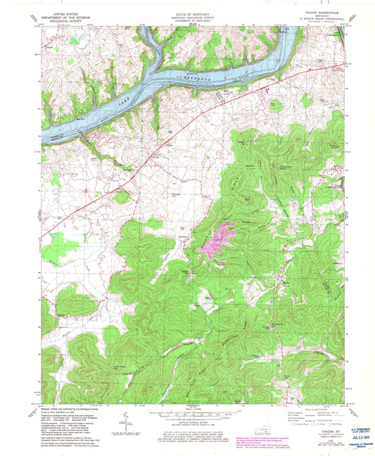 Classic USGS Frazer Kentucky 7.5'x7.5' Topo Map Image