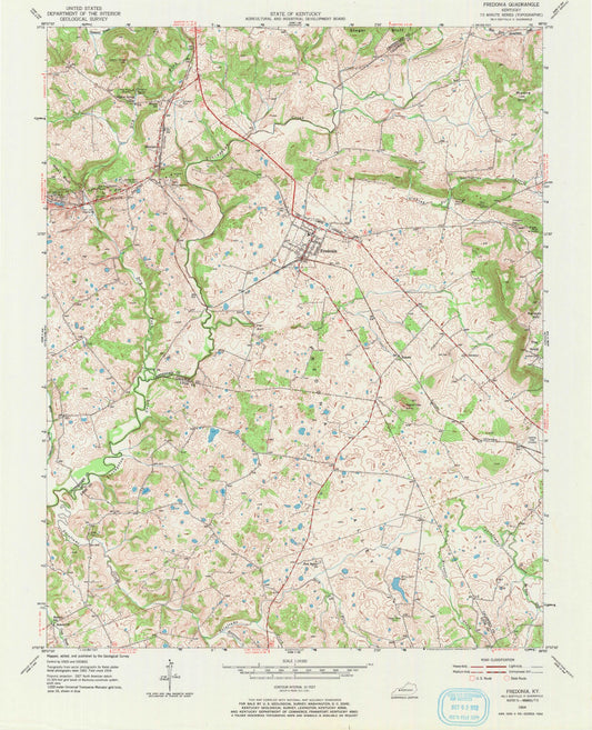 Classic USGS Fredonia Kentucky 7.5'x7.5' Topo Map Image