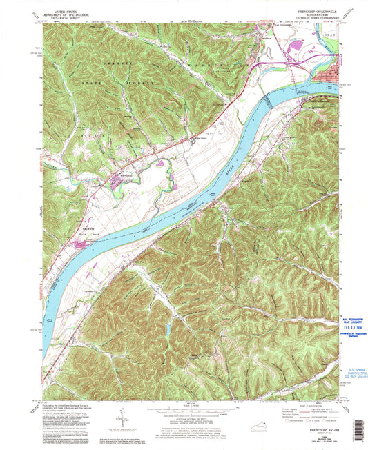 Classic USGS Friendship Ohio 7.5'x7.5' Topo Map Image