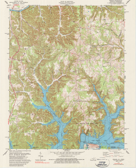 Classic USGS Frogue Kentucky 7.5'x7.5' Topo Map Image