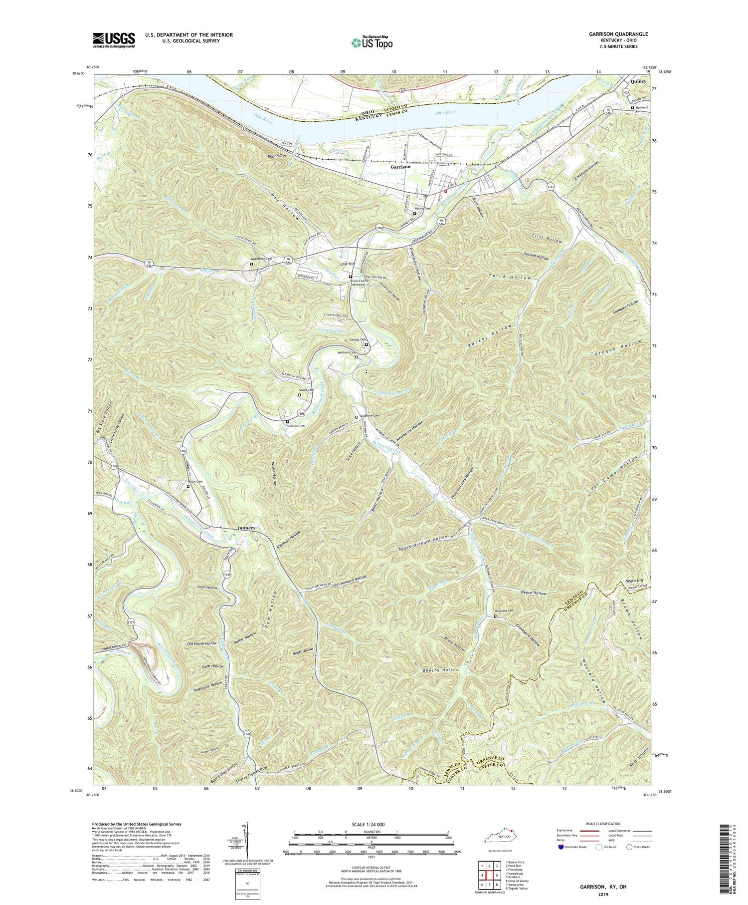 Garrison Kentucky US Topo Map Image