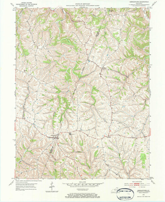 Classic USGS Germantown Kentucky 7.5'x7.5' Topo Map Image