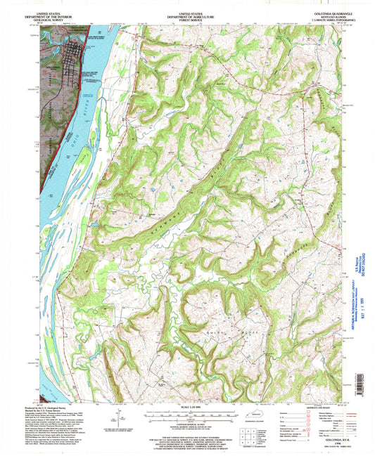 Classic USGS Golconda Illinois 7.5'x7.5' Topo Map Image