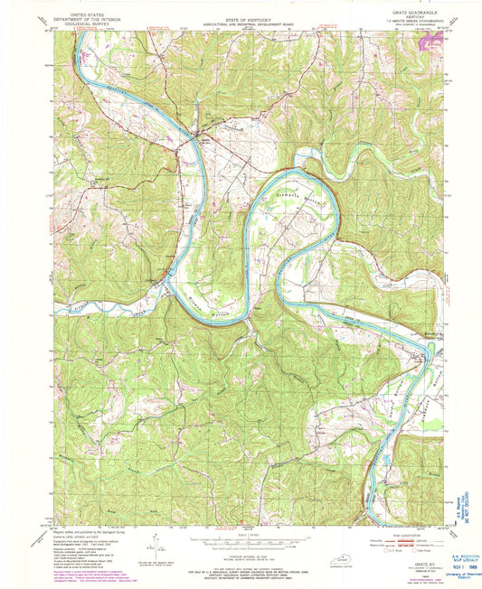Classic USGS Gratz Kentucky 7.5'x7.5' Topo Map Image