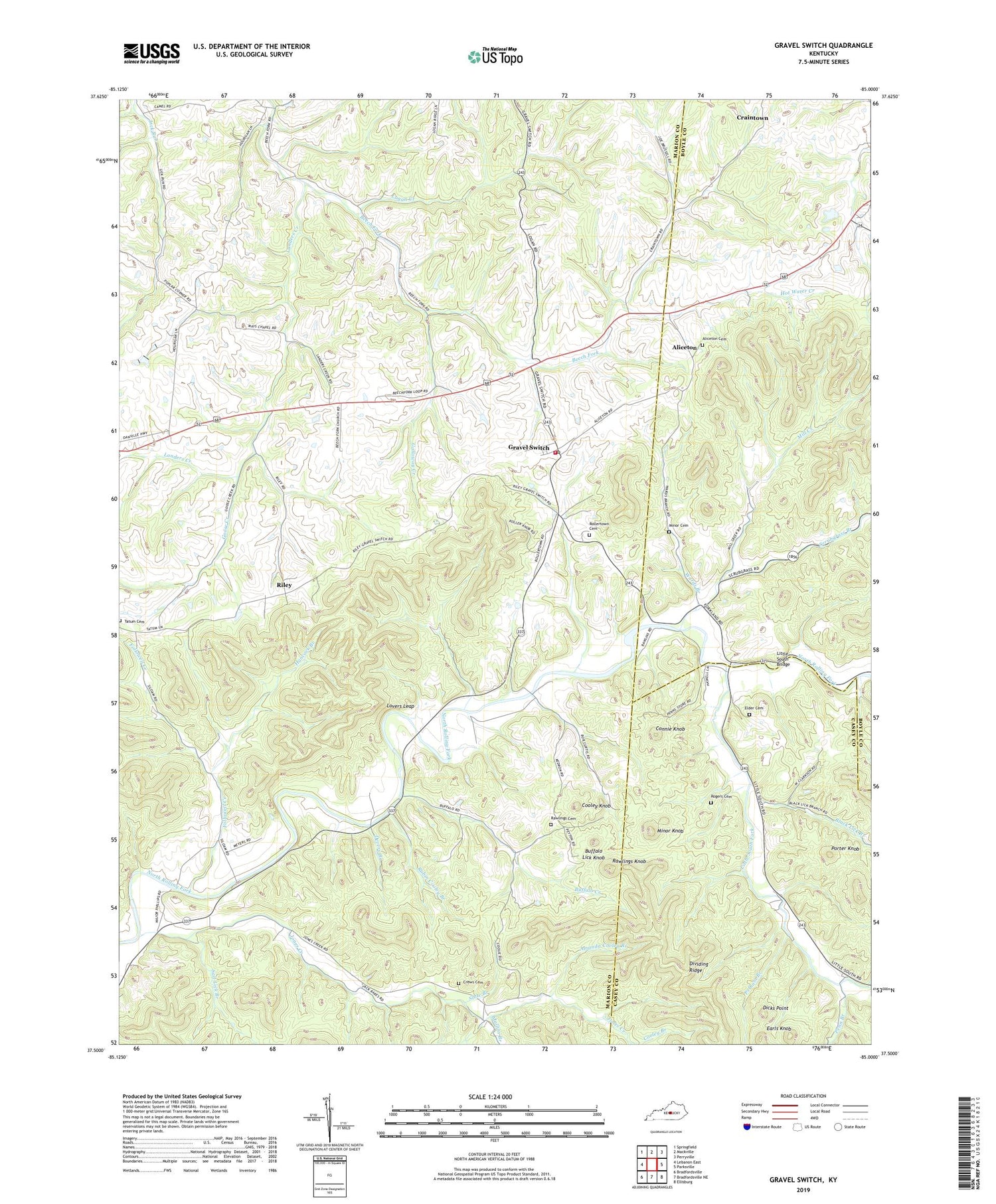 Gravel Switch Kentucky US Topo Map Image