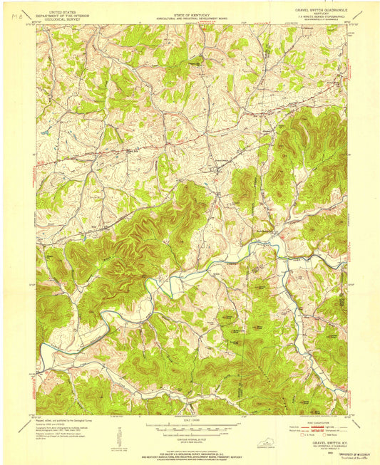 Classic USGS Gravel Switch Kentucky 7.5'x7.5' Topo Map Image