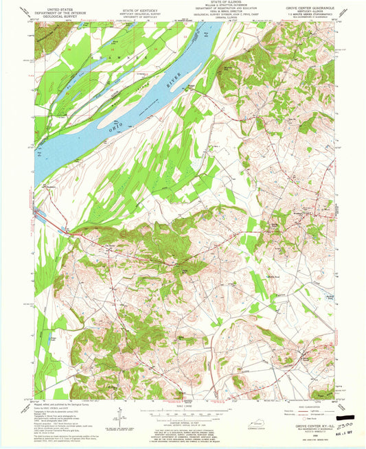 Classic USGS Grove Center Kentucky 7.5'x7.5' Topo Map Image