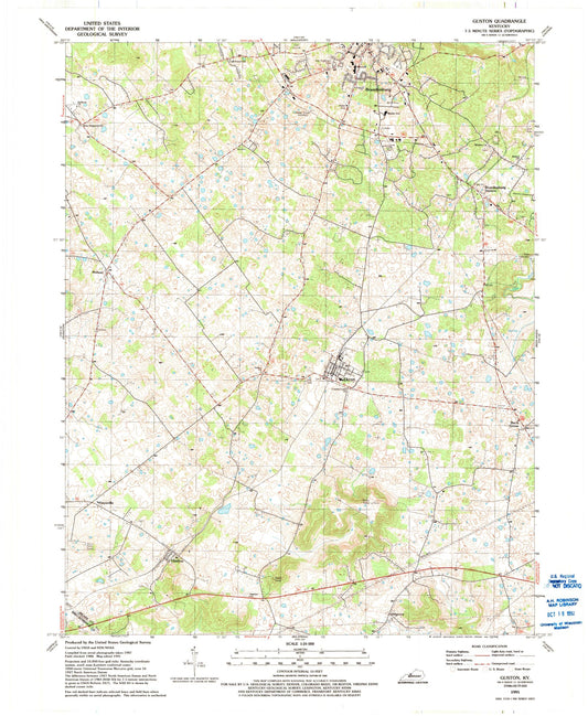 Classic USGS Guston Kentucky 7.5'x7.5' Topo Map Image