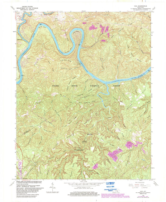 Classic USGS Hail Kentucky 7.5'x7.5' Topo Map Image