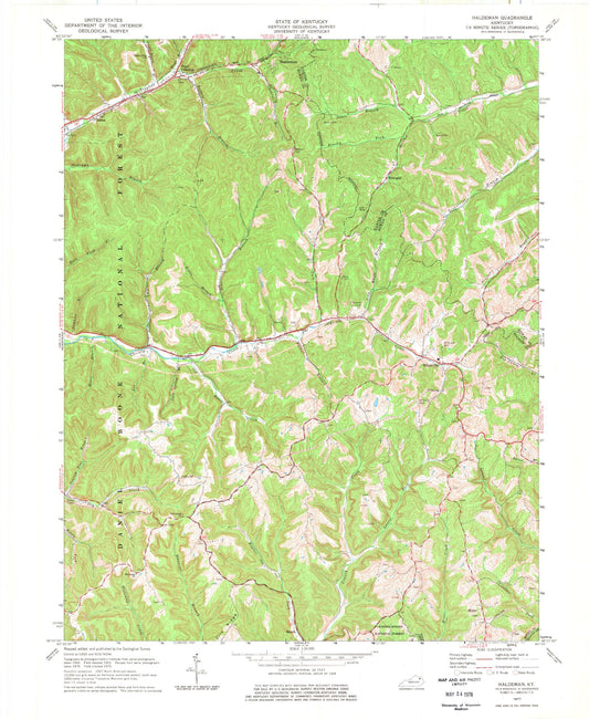 Classic USGS Haldeman Kentucky 7.5'x7.5' Topo Map Image