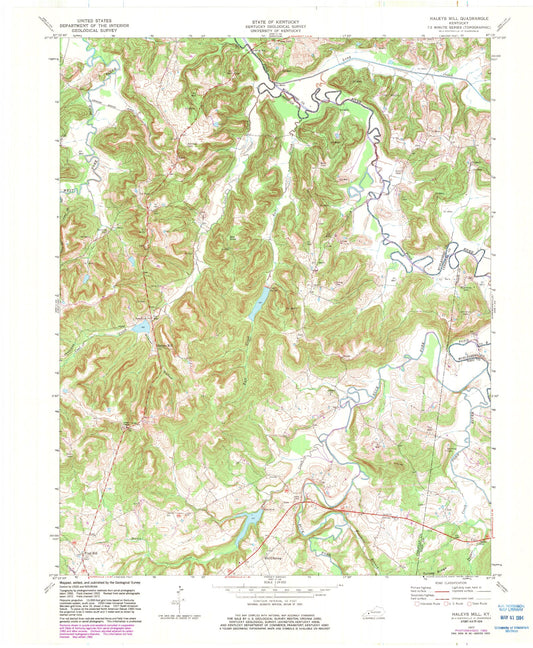 Classic USGS Haleys Mill Kentucky 7.5'x7.5' Topo Map Image