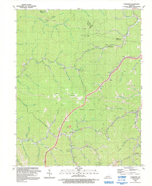 Classic USGS Handshoe Kentucky 7.5'x7.5' Topo Map Image