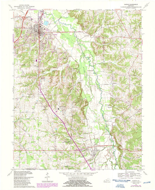 Classic USGS Hardin Kentucky 7.5'x7.5' Topo Map Image