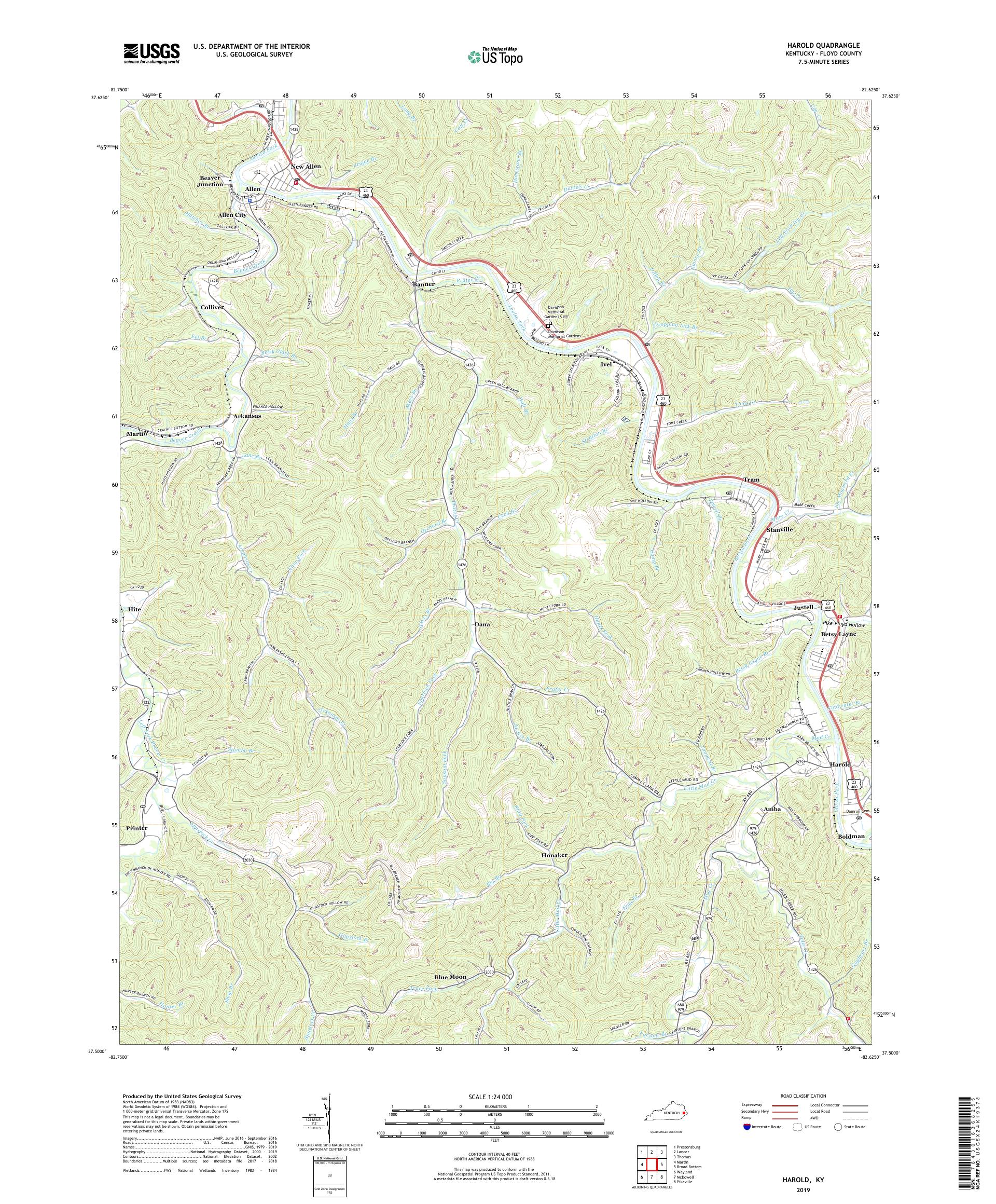 Harold Kentucky US Topo Map – MyTopo Map Store