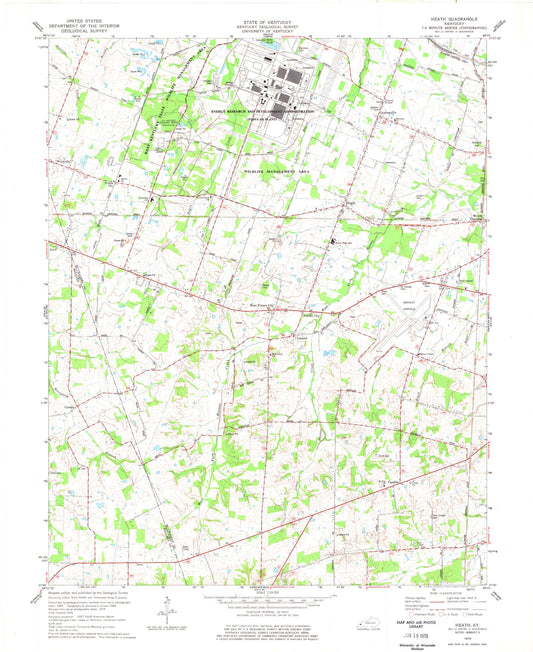 Classic USGS Heath Kentucky 7.5'x7.5' Topo Map Image