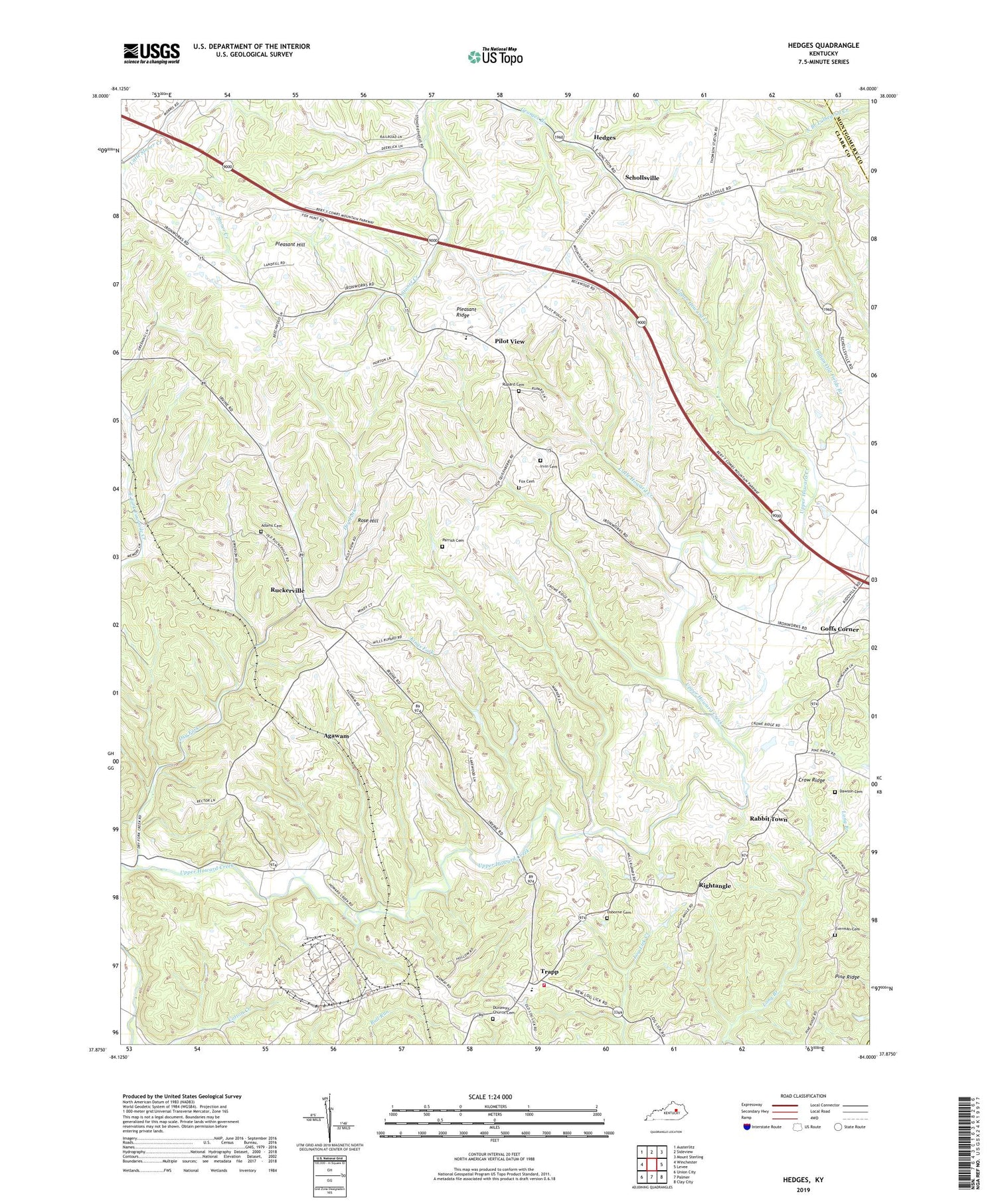 Hedges Kentucky US Topo Map Image