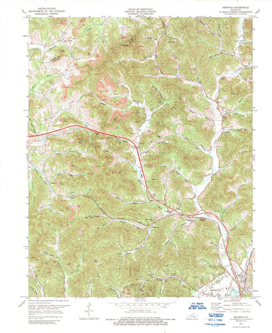 Classic USGS Heidrick Kentucky 7.5'x7.5' Topo Map Image