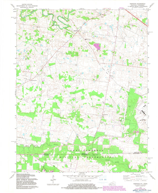 Classic USGS Herndon Kentucky 7.5'x7.5' Topo Map Image