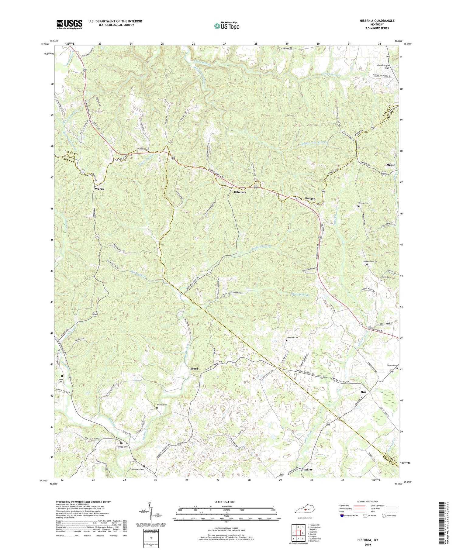 Hibernia Kentucky US Topo Map Image