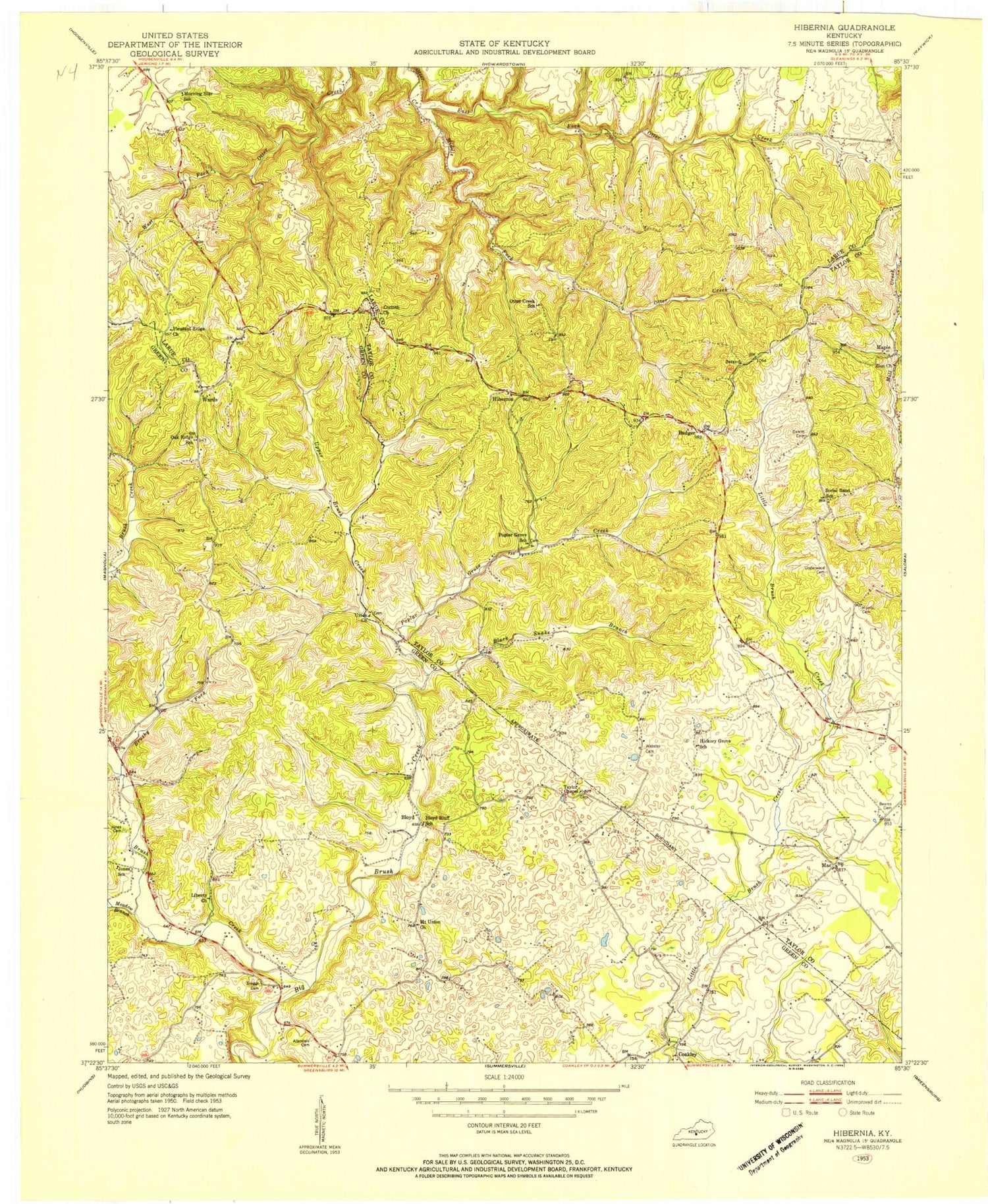 Classic USGS Hibernia Kentucky 7.5'x7.5' Topo Map Image