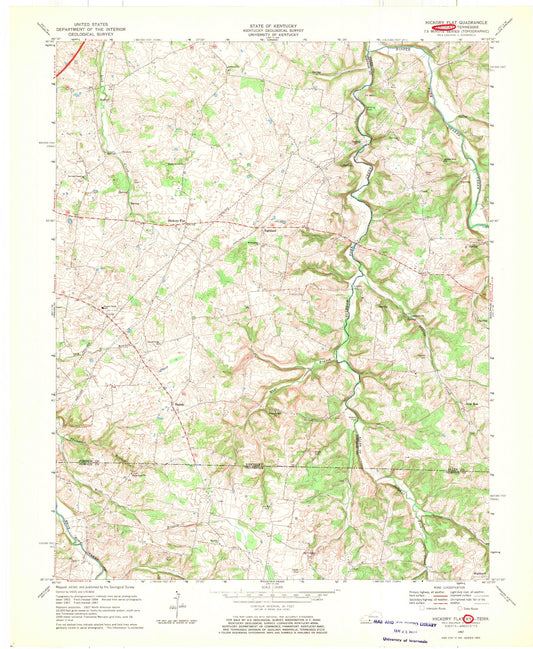 Classic USGS Hickory Flat Kentucky 7.5'x7.5' Topo Map Image