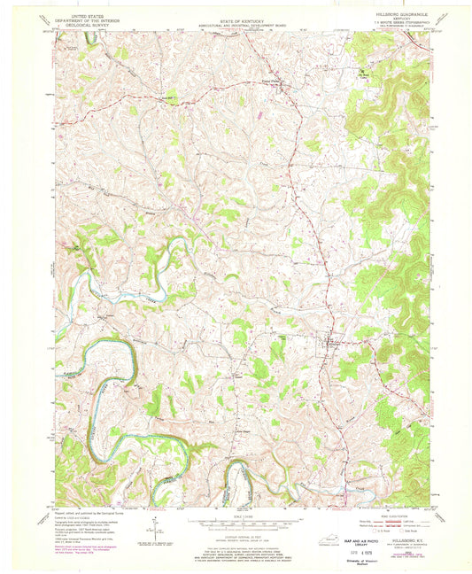 Classic USGS Hillsboro Kentucky 7.5'x7.5' Topo Map Image