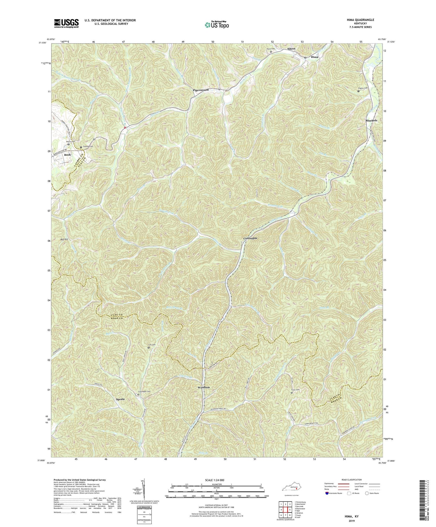 Hima Kentucky US Topo Map Image