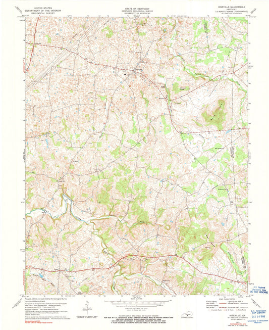 Classic USGS Hiseville Kentucky 7.5'x7.5' Topo Map Image