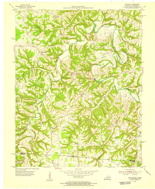 Classic USGS Holland Kentucky 7.5'x7.5' Topo Map Image