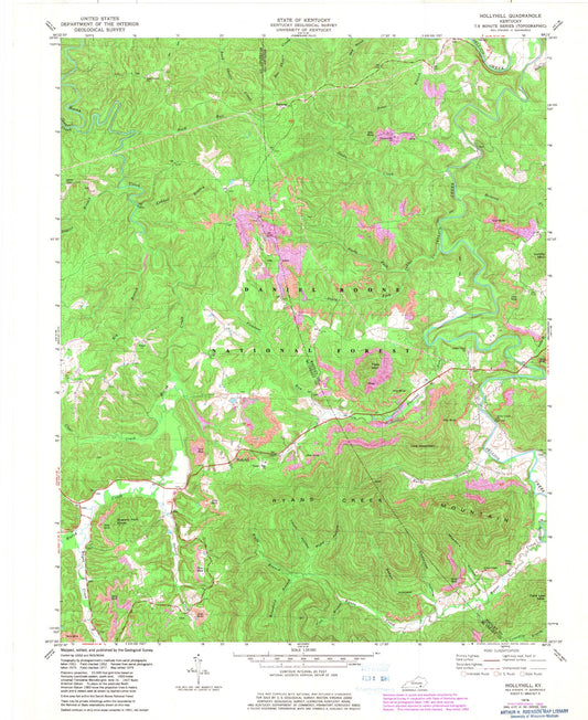 Classic USGS Hollyhill Kentucky 7.5'x7.5' Topo Map Image