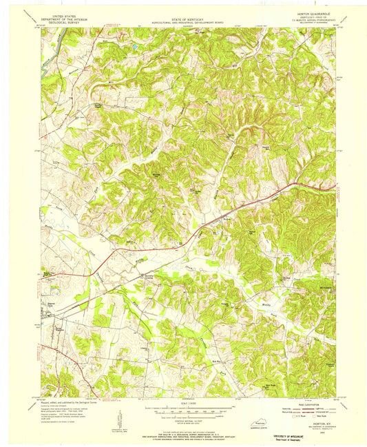 Classic USGS Horton Kentucky 7.5'x7.5' Topo Map Image