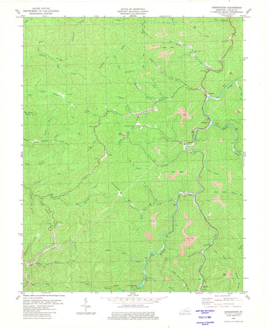 Classic USGS Hoskinston Kentucky 7.5'x7.5' Topo Map Image