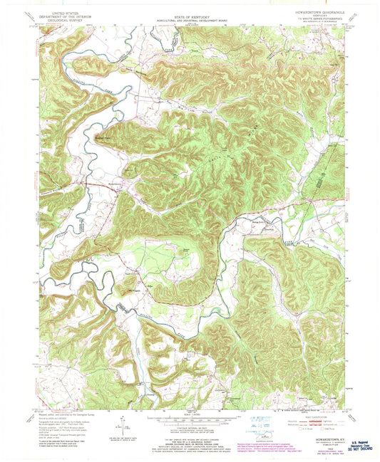 Classic USGS Howardstown Kentucky 7.5'x7.5' Topo Map Image