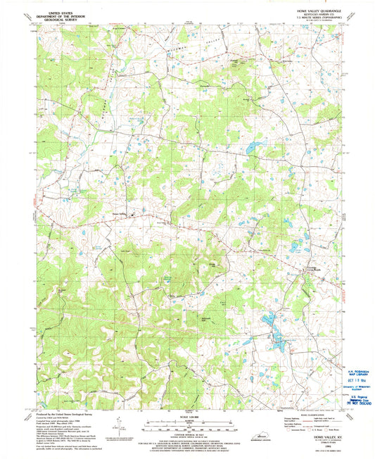 Classic USGS Howe Valley Kentucky 7.5'x7.5' Topo Map Image