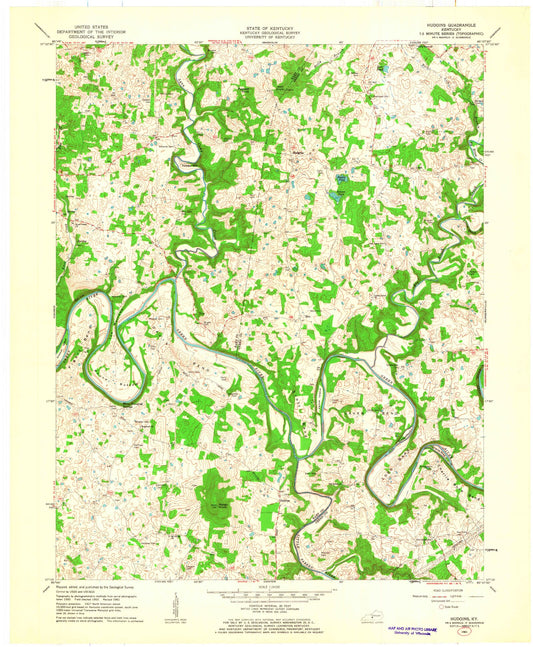 Classic USGS Hudgins Kentucky 7.5'x7.5' Topo Map Image