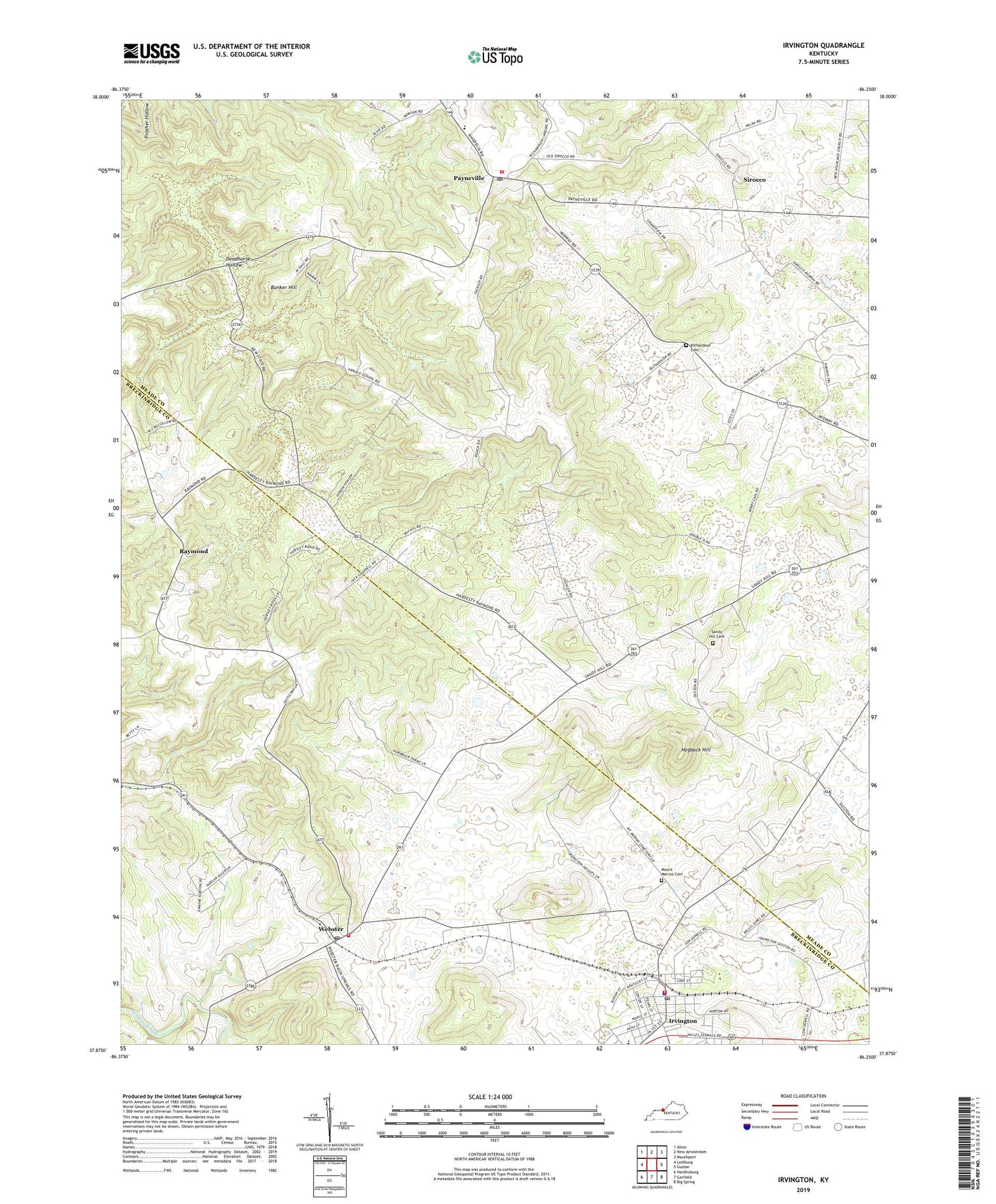 Irvington Kentucky US Topo Map Image
