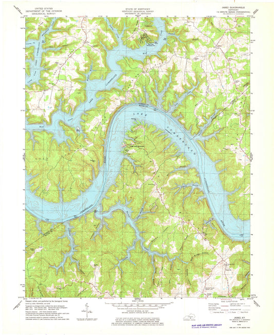 Classic USGS Jabez Kentucky 7.5'x7.5' Topo Map Image
