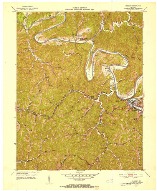 Classic USGS Jackson Kentucky 7.5'x7.5' Topo Map Image