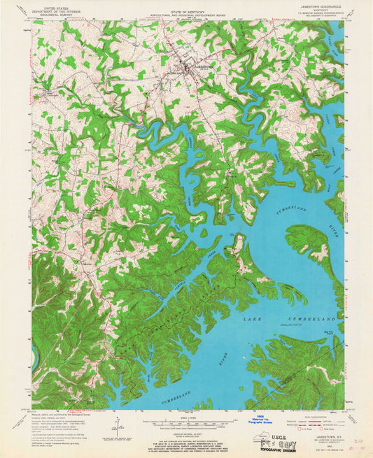 Classic USGS Jamestown Kentucky 7.5'x7.5' Topo Map Image