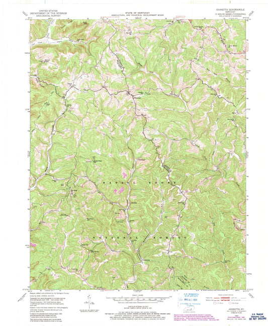 Classic USGS Johnetta Kentucky 7.5'x7.5' Topo Map Image