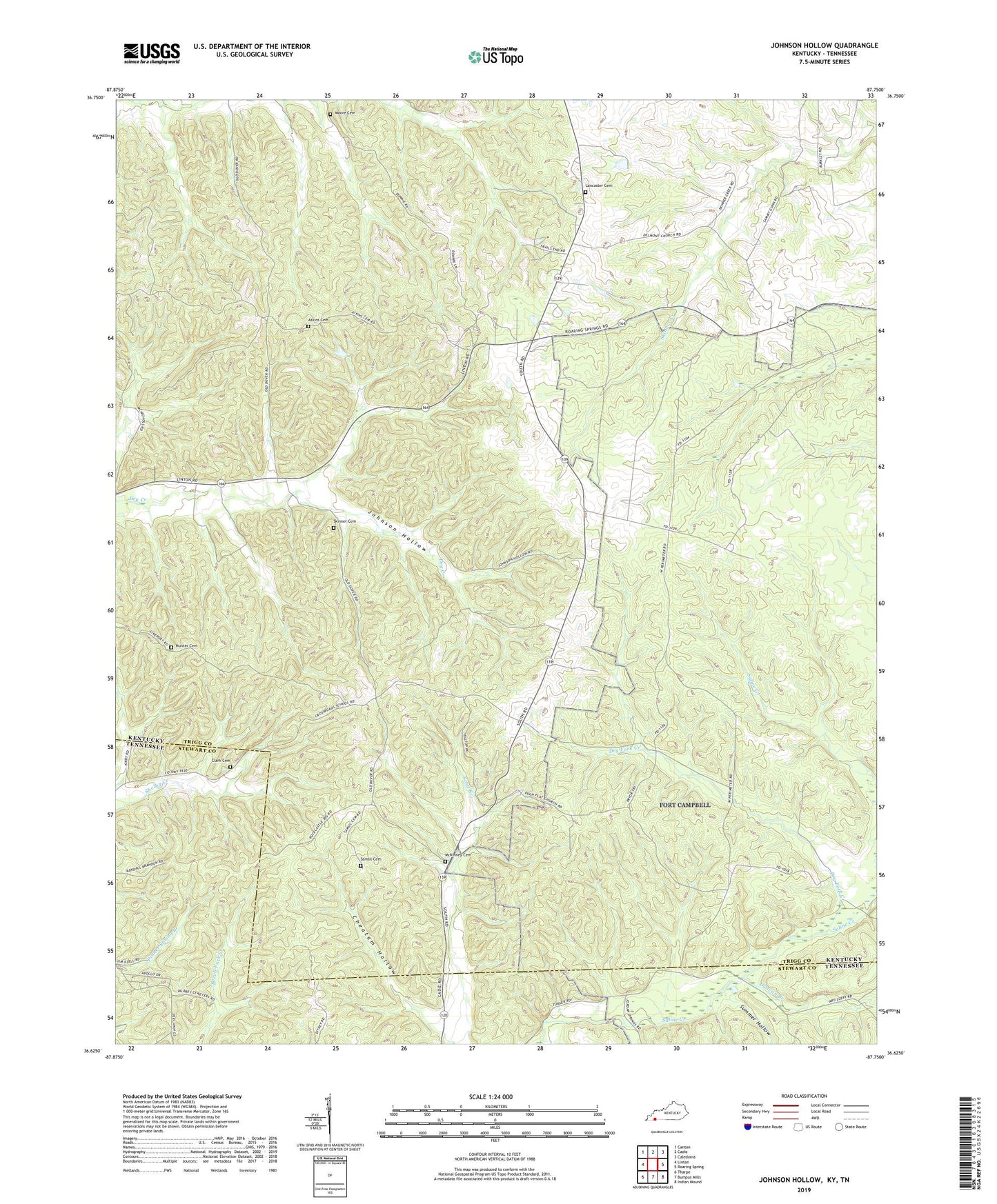 Johnson Hollow Kentucky US Topo Map Image