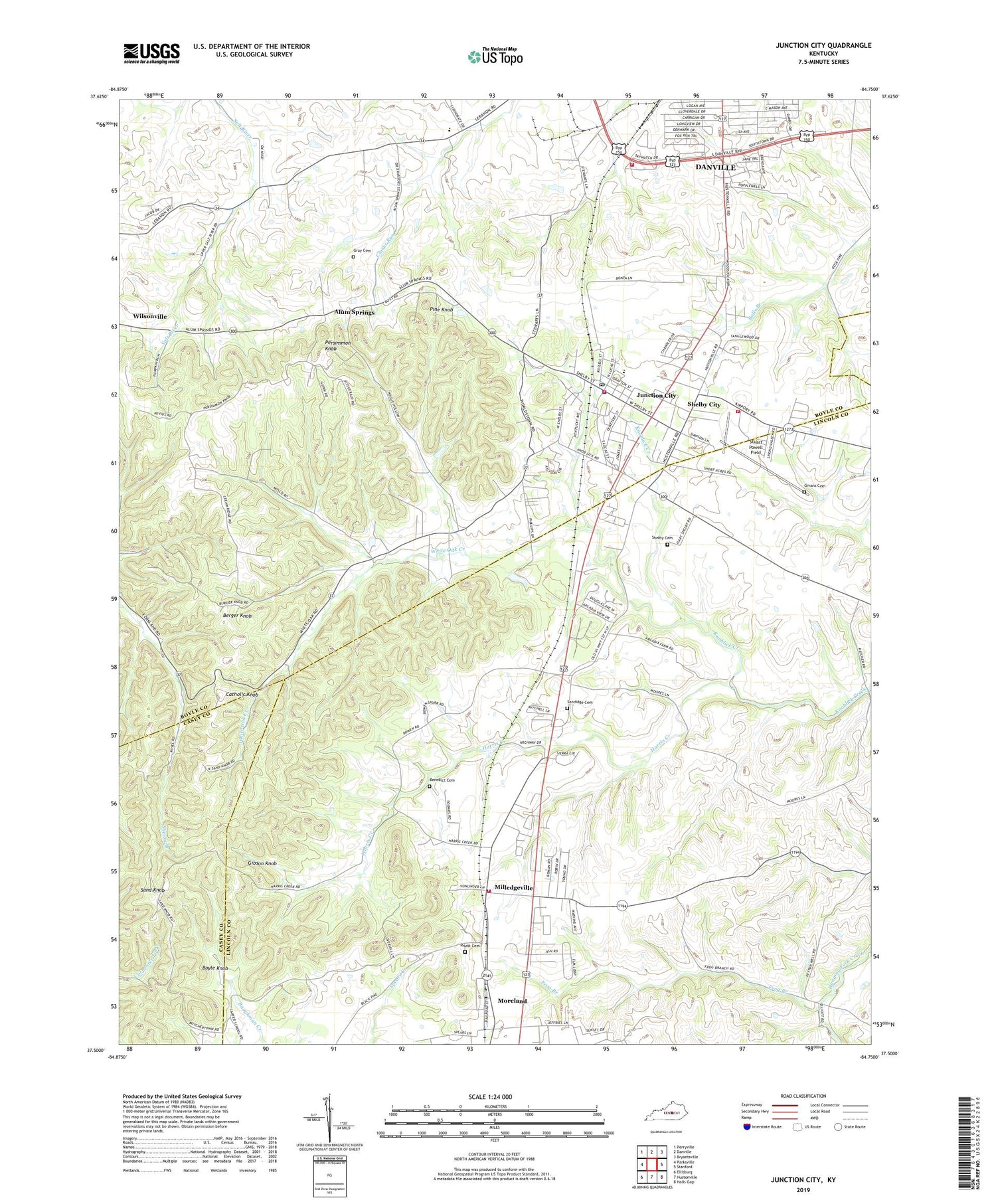 Junction City Kentucky US Topo Map Image