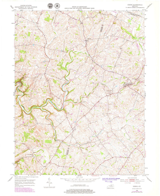 Classic USGS Keene Kentucky 7.5'x7.5' Topo Map Image