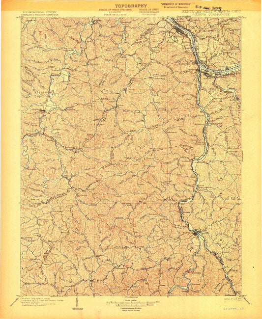 Historic 1904 Kenova Kentucky 30'x30' Topo Map Image