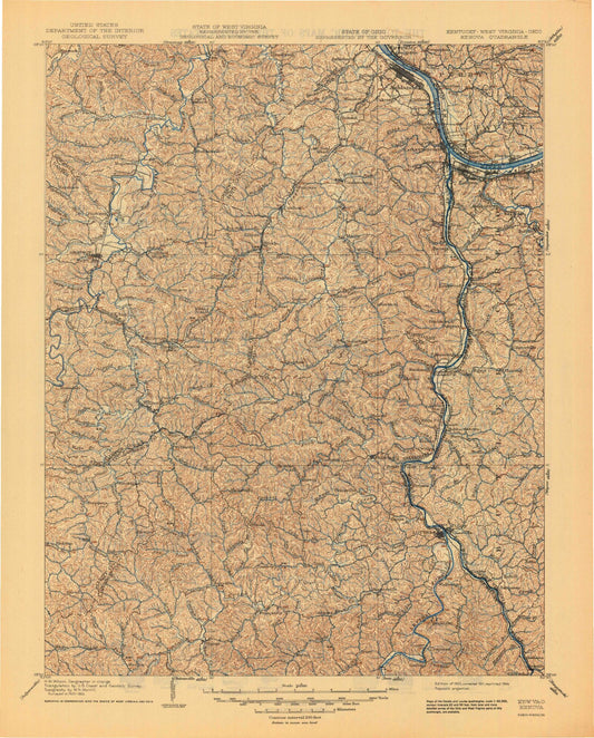 Historic 1903 Kenova Kentucky 30'x30' Topo Map Image
