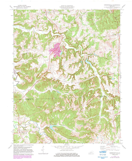 Classic USGS Kirkmansville Kentucky 7.5'x7.5' Topo Map Image
