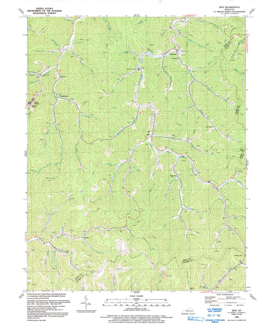 Classic USGS Kite Kentucky 7.5'x7.5' Topo Map Image